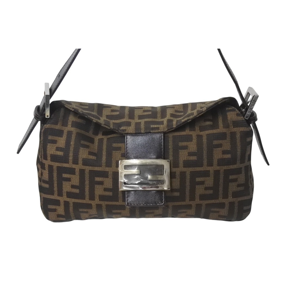 Fendi One Bucket Zucca brown canvas Hobo Shoulder bag Mamma leather